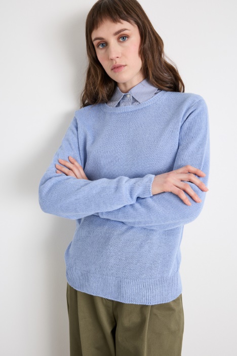 Maglia girocollo in filato rasato