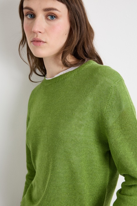 Maglia girocollo in filato rasato