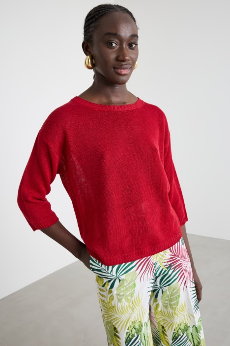 Plain-knit linen jumper Intrend