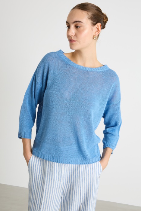 Plain-knit linen jumper Intrend