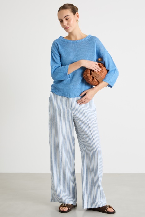 Plain-knit linen jumper Intrend