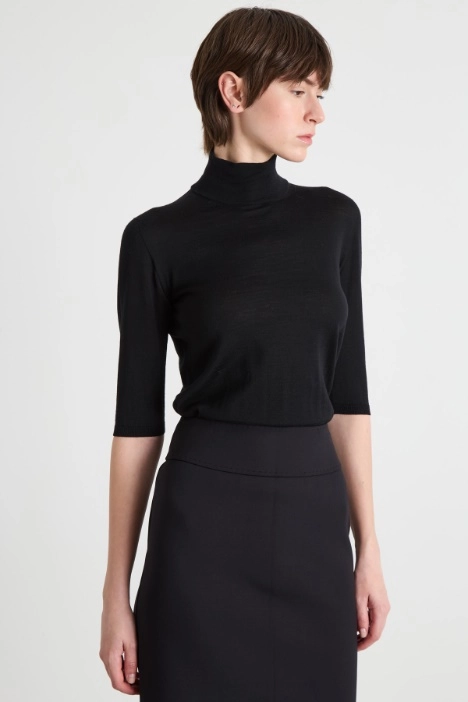 Roll neck jumper with three-quarter sleeves - Intrend