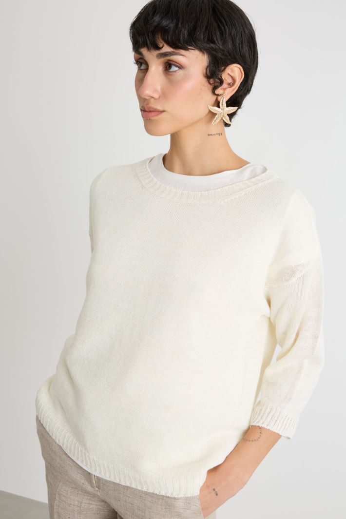 Plain-knit linen jumper Intrend - 3