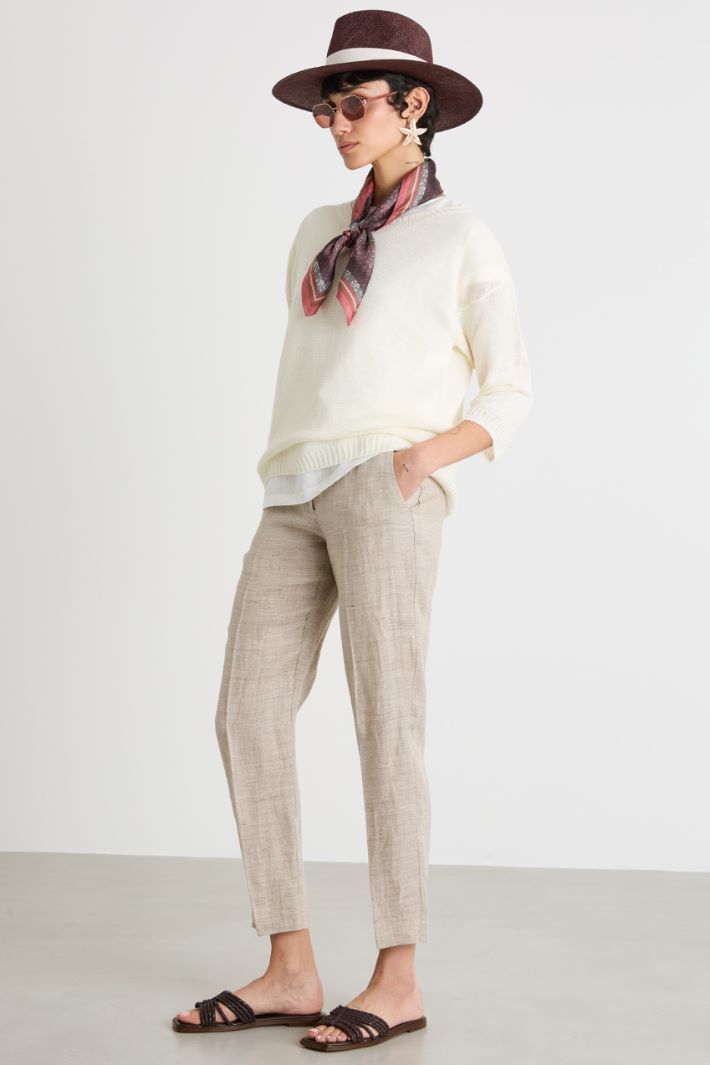 Plain-knit linen jumper Intrend