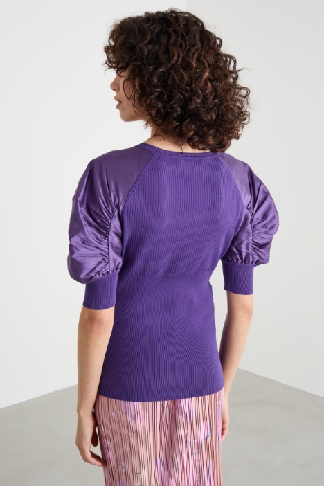 Maglia con maniche corte a palloncino