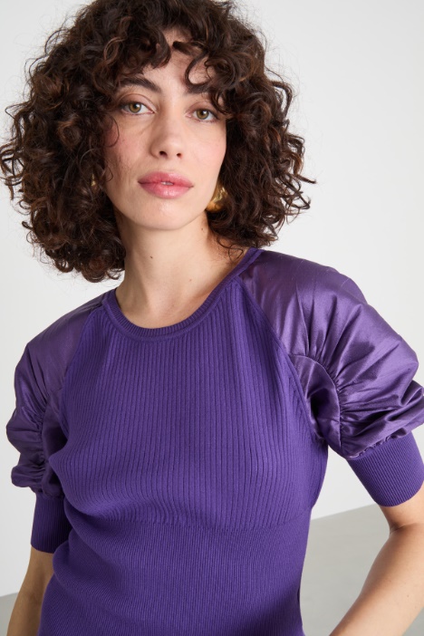 Maglia con maniche corte a palloncino