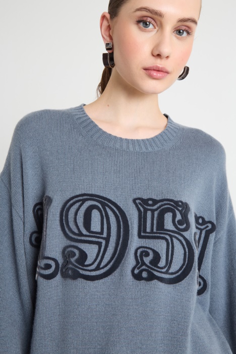 Maglia oversize con motivo floccato