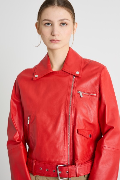 Cazadora biker de piel