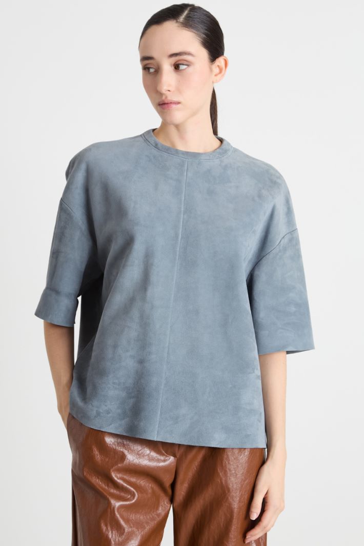 Blusa in pelle scamosciata Intrend - 2