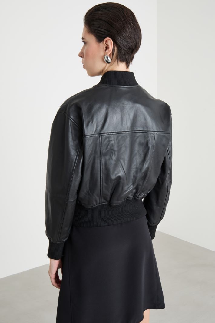Leather bomber jacket Intrend - 4