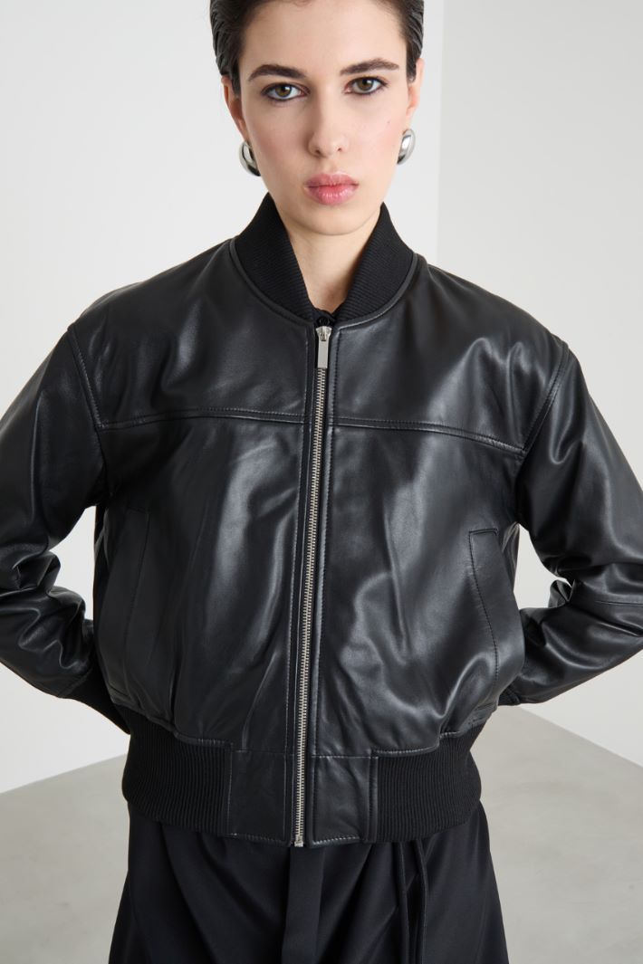 Leather bomber jacket Intrend - 3