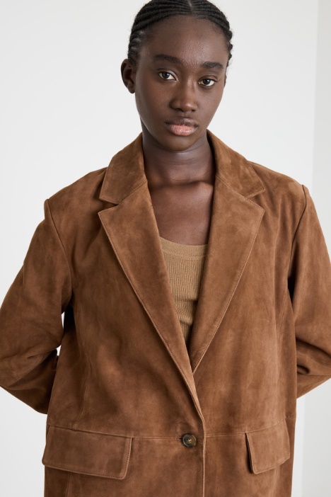 Giacca ampia in pelle