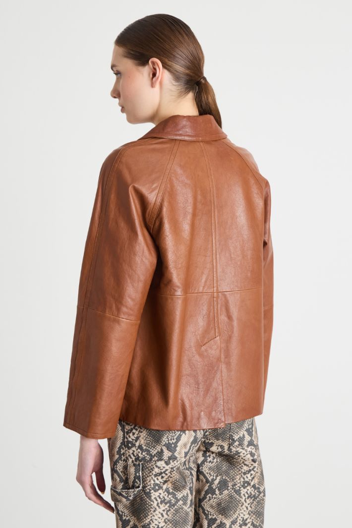 Double-breasted leather jacket Intrend - 4