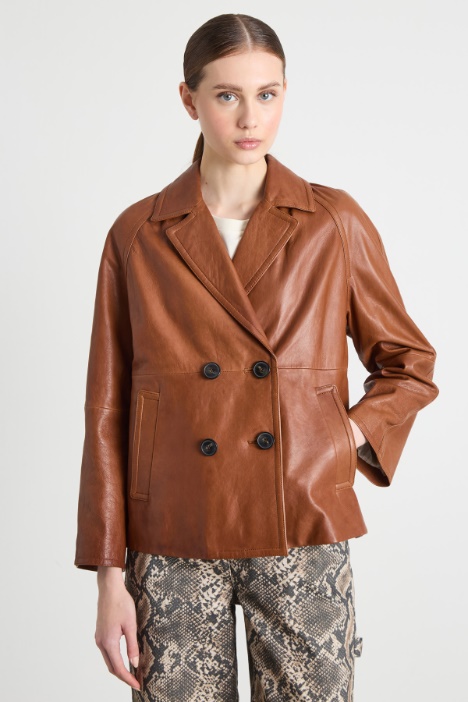 Double-breasted leather jacket Intrend