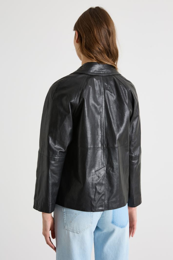 Double-breasted leather jacket Intrend - 4