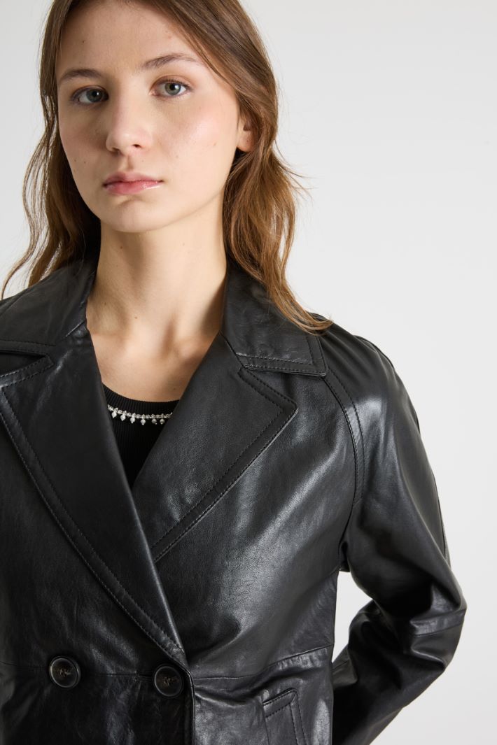 Double-breasted leather jacket Intrend - 3