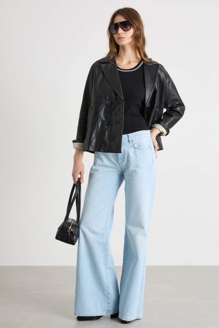 Double-breasted leather jacket Intrend