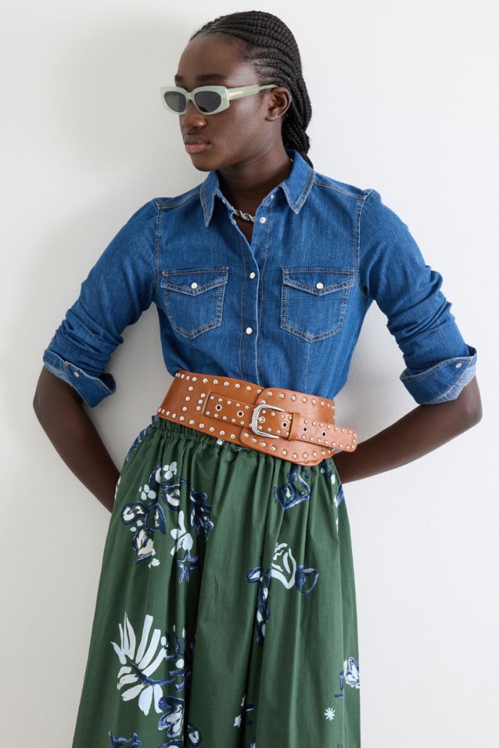 Cintura a vita alta con borchie Intrend - 3