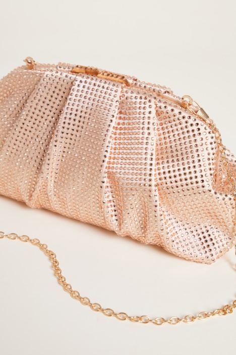 Pochette in raso e strass