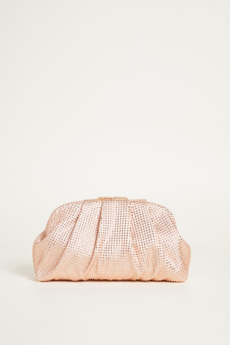 Rhinestone-embellished satin clutch Intrend