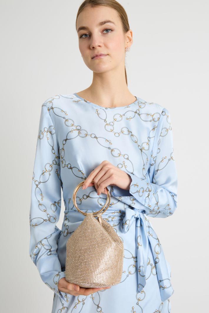 Rhinestone clutch with oversized ring handles Intrend - 5