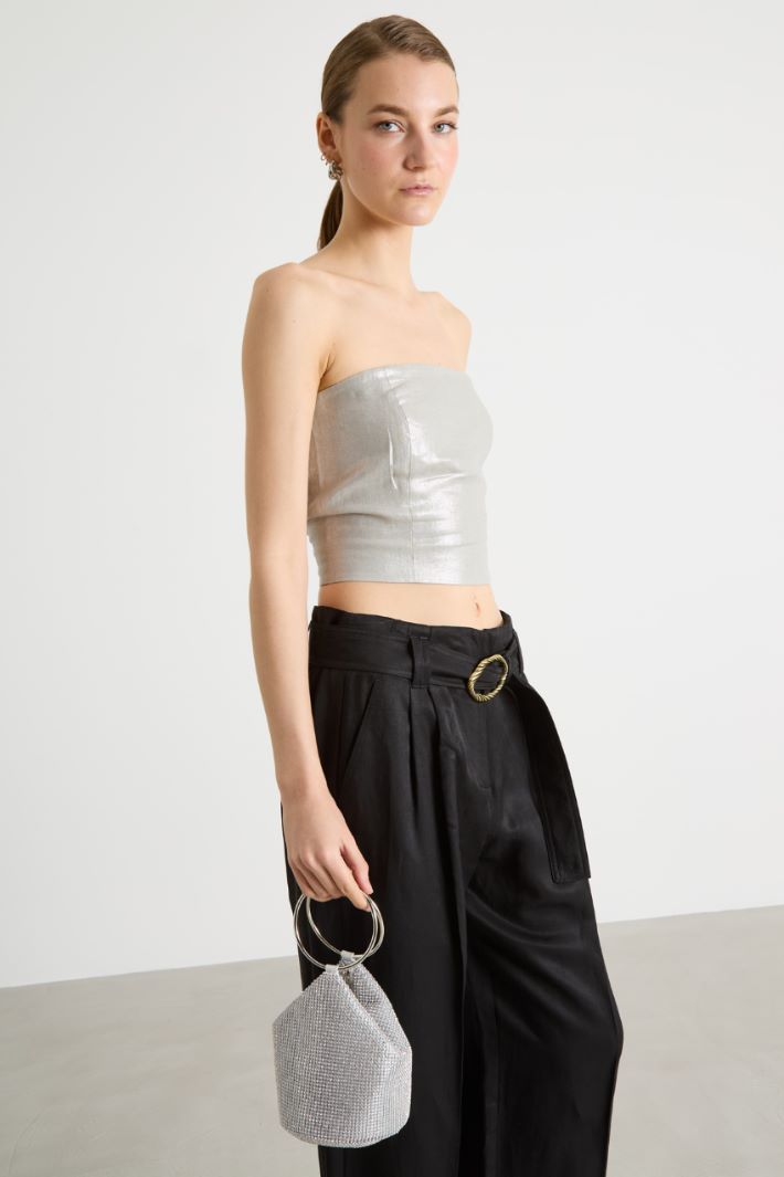 Rhinestone clutch with oversized ring handles Intrend - 5