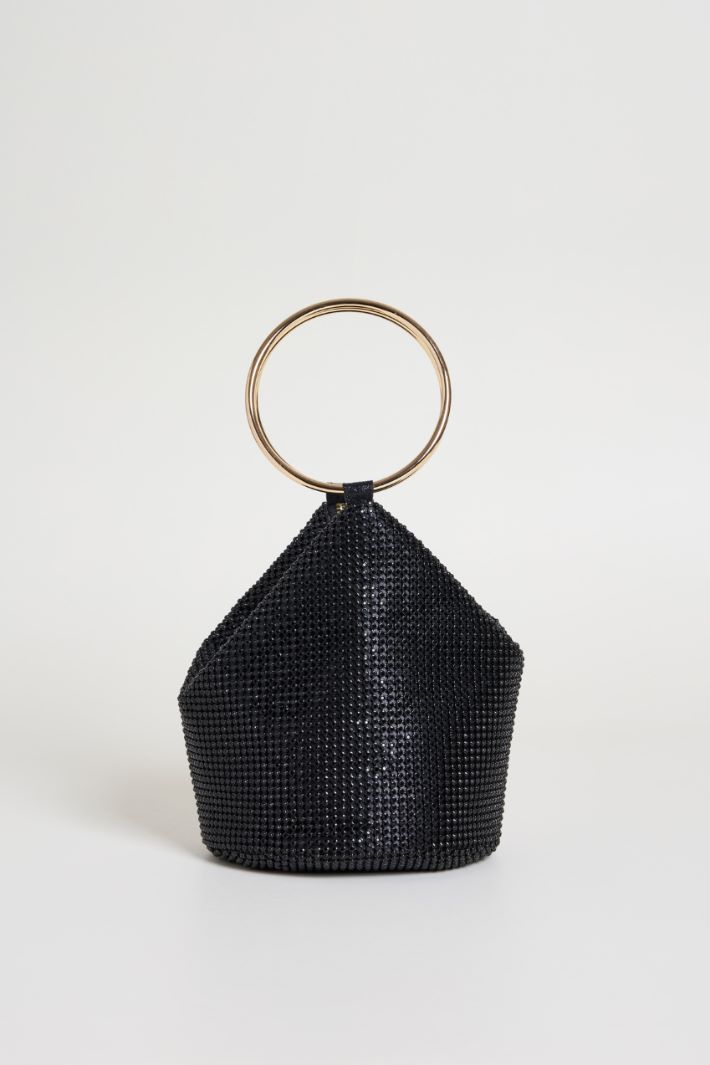 Rhinestone clutch with oversized ring handles Intrend - 3