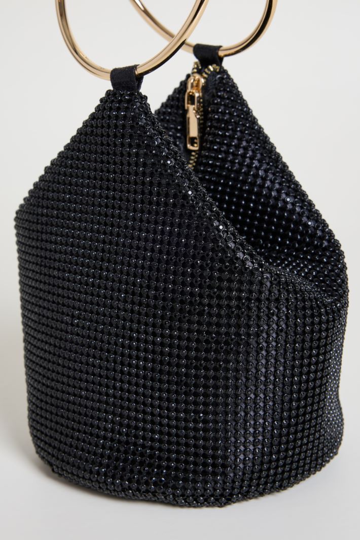 Rhinestone clutch with oversized ring handles Intrend - 4