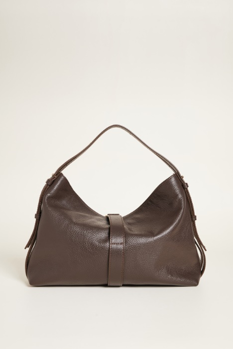 Borsa a spalla in pelle bottalata