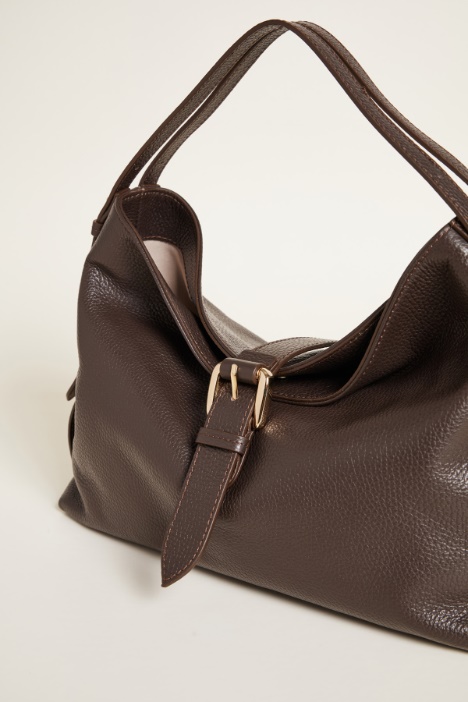 Borsa a spalla in pelle bottalata