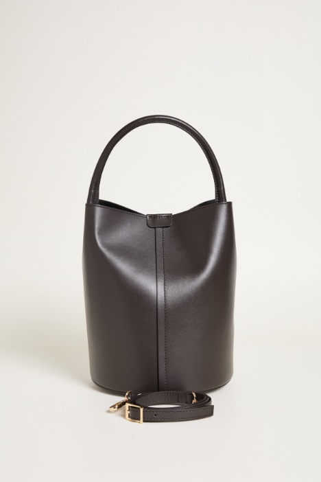 Borsa a secchiello in pelle liscia