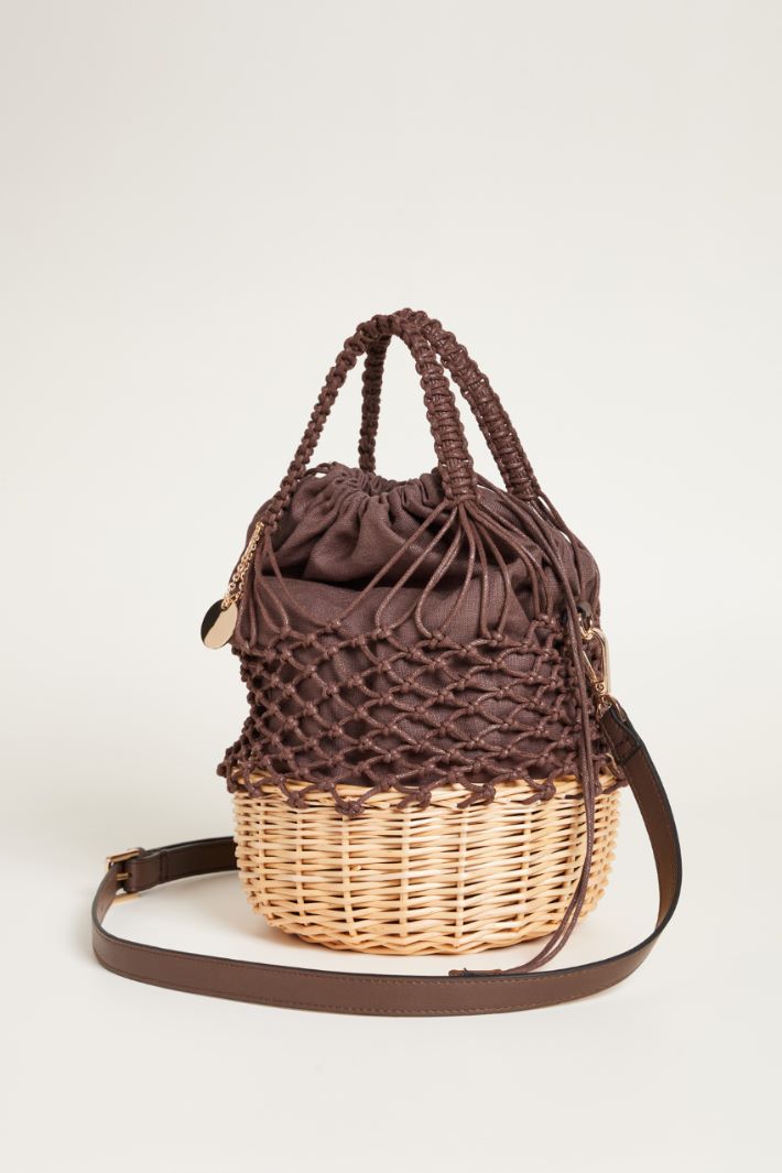 Mesh and rattan bucket bag Intrend - 2