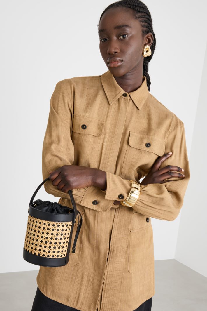 Borsa a secchiello in bamboo Intrend - 5