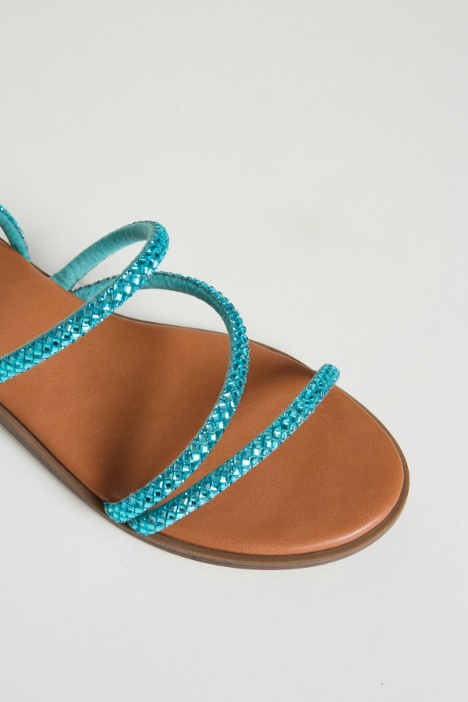 Sandali a listini con strass