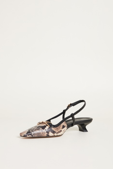 Slingback in pelle animalier