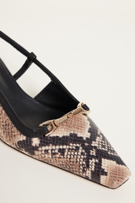 Slingback in pelle animalier