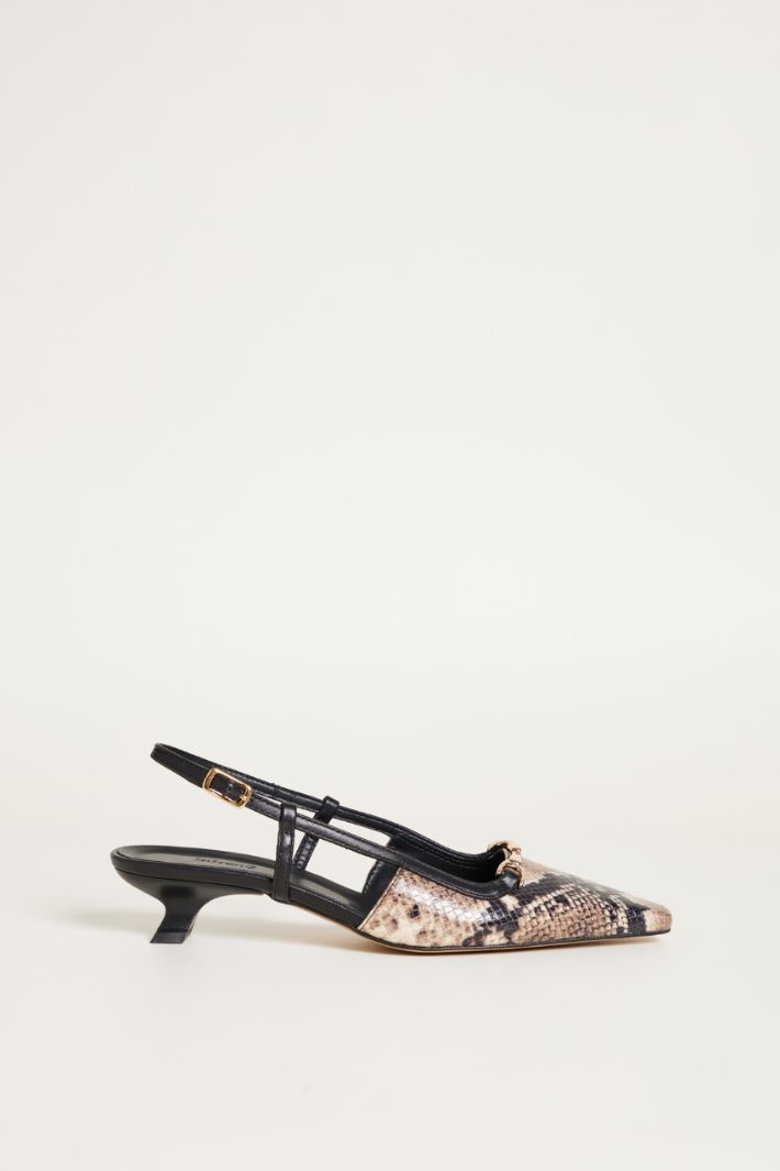 Animal-print leather slingbacks Intrend