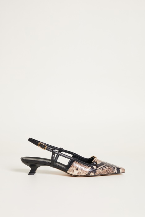 Animal-print leather slingbacks Intrend