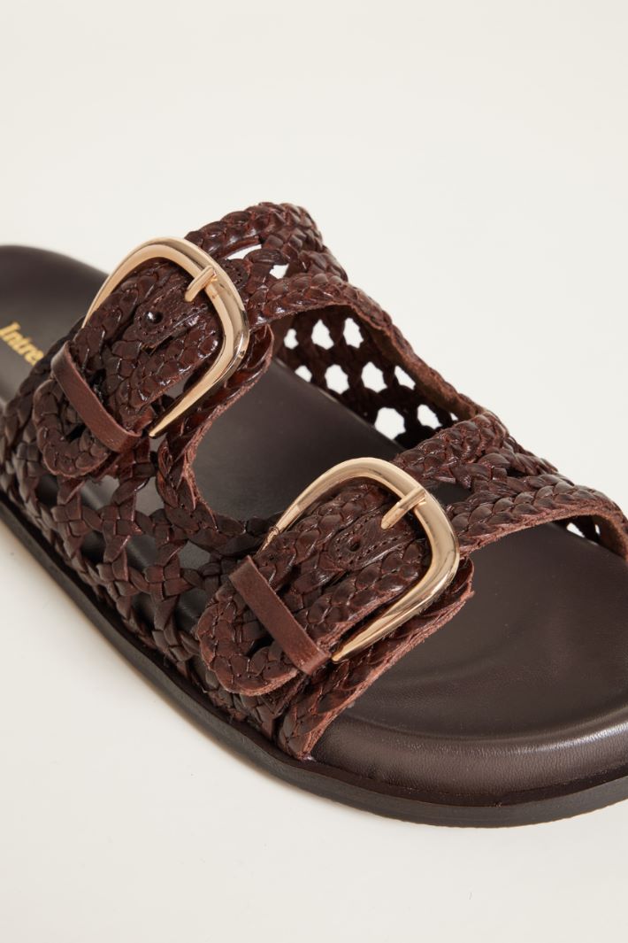 Double-strap leather slides Intrend - 4