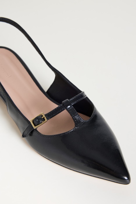 Slingback T-bar en charol