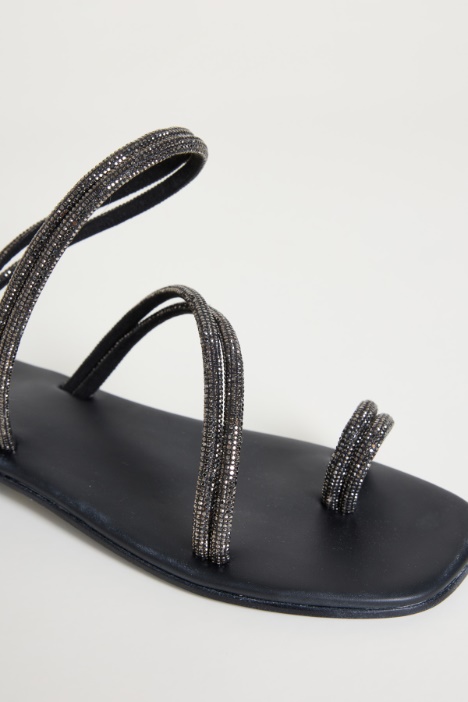 Sandali multilistino con strass