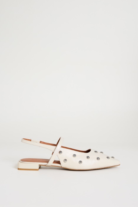 Studded Leather Slingbacks Intrend