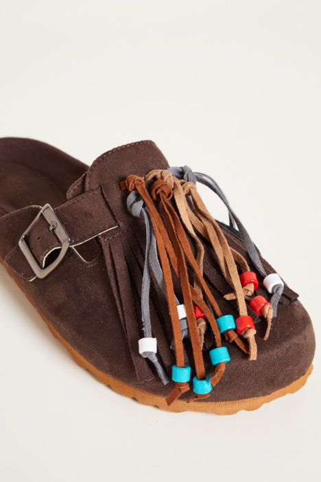 Slipper in materiale dal finish vellutato