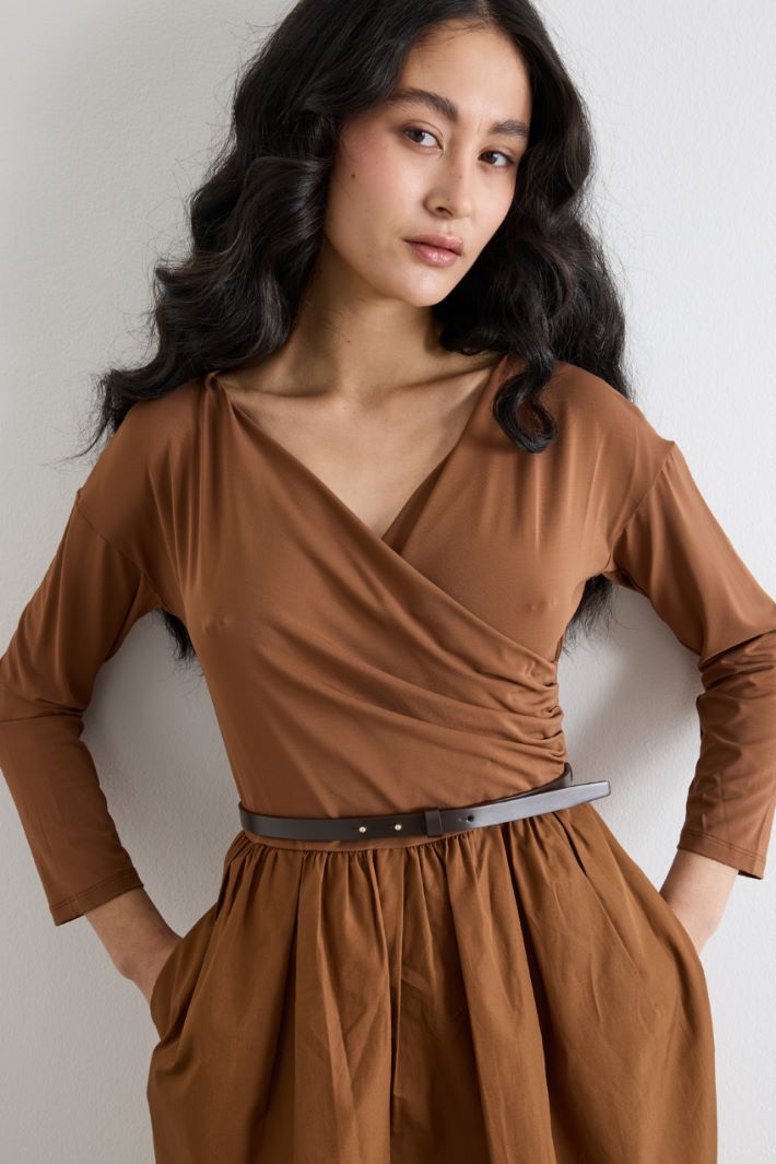 Cross-over V-neck long dress Intrend - 3