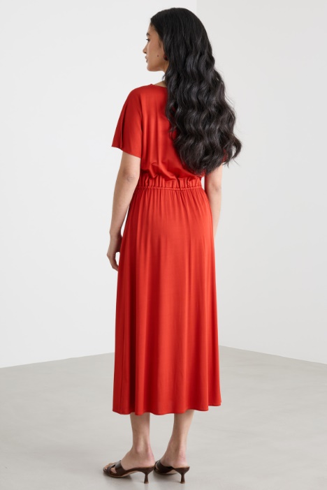 Abito midi in jersey piqué