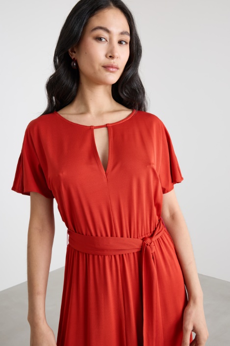 Abito midi in jersey piqué