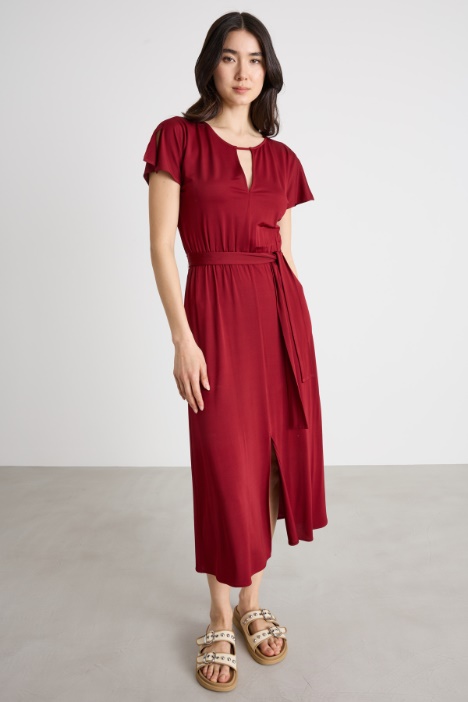 Abito midi in jersey piqué