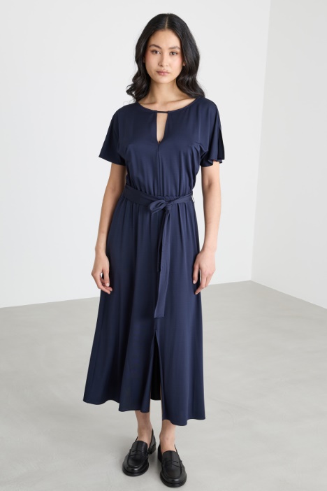 Abito midi in jersey piqué