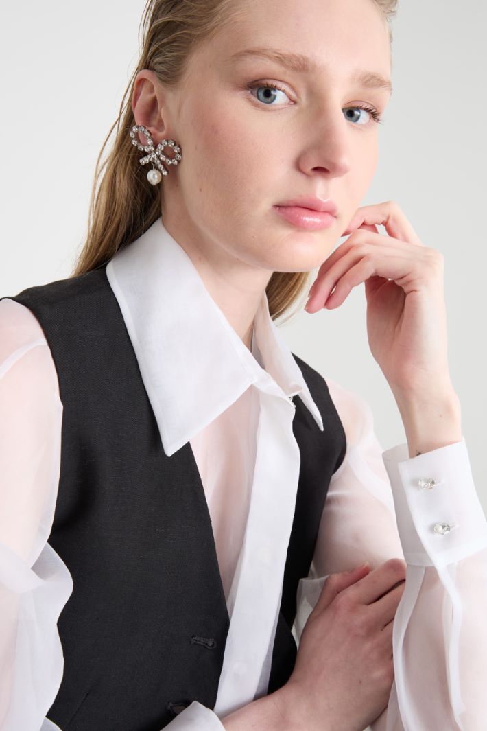 Rhinestone bow earrings with pearl drop Intrend - 3