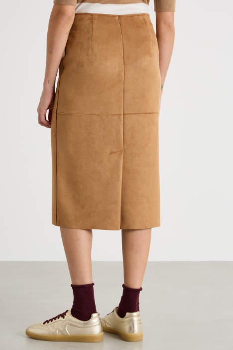 Gonna in tessuto dal finish vellutato